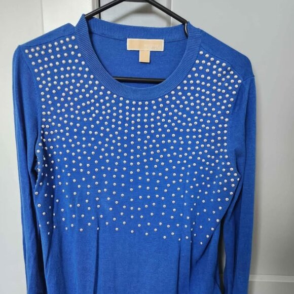 Michael Kors blue embellished sweater size small - Picture 1 of 3